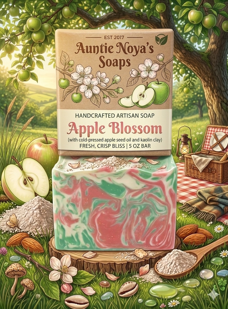Apple Blossom soap AI product photo