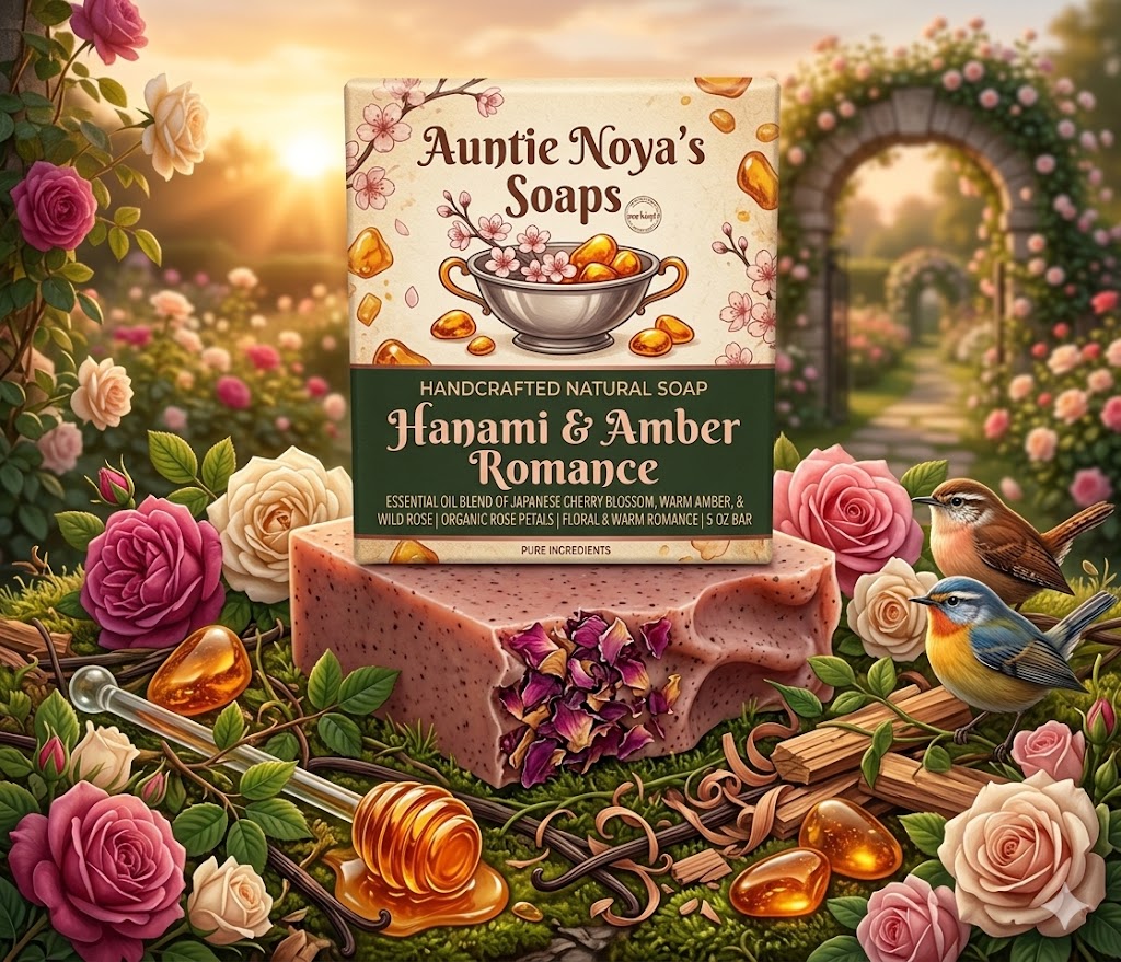 Hanami and Amber Romance soap AI product photo