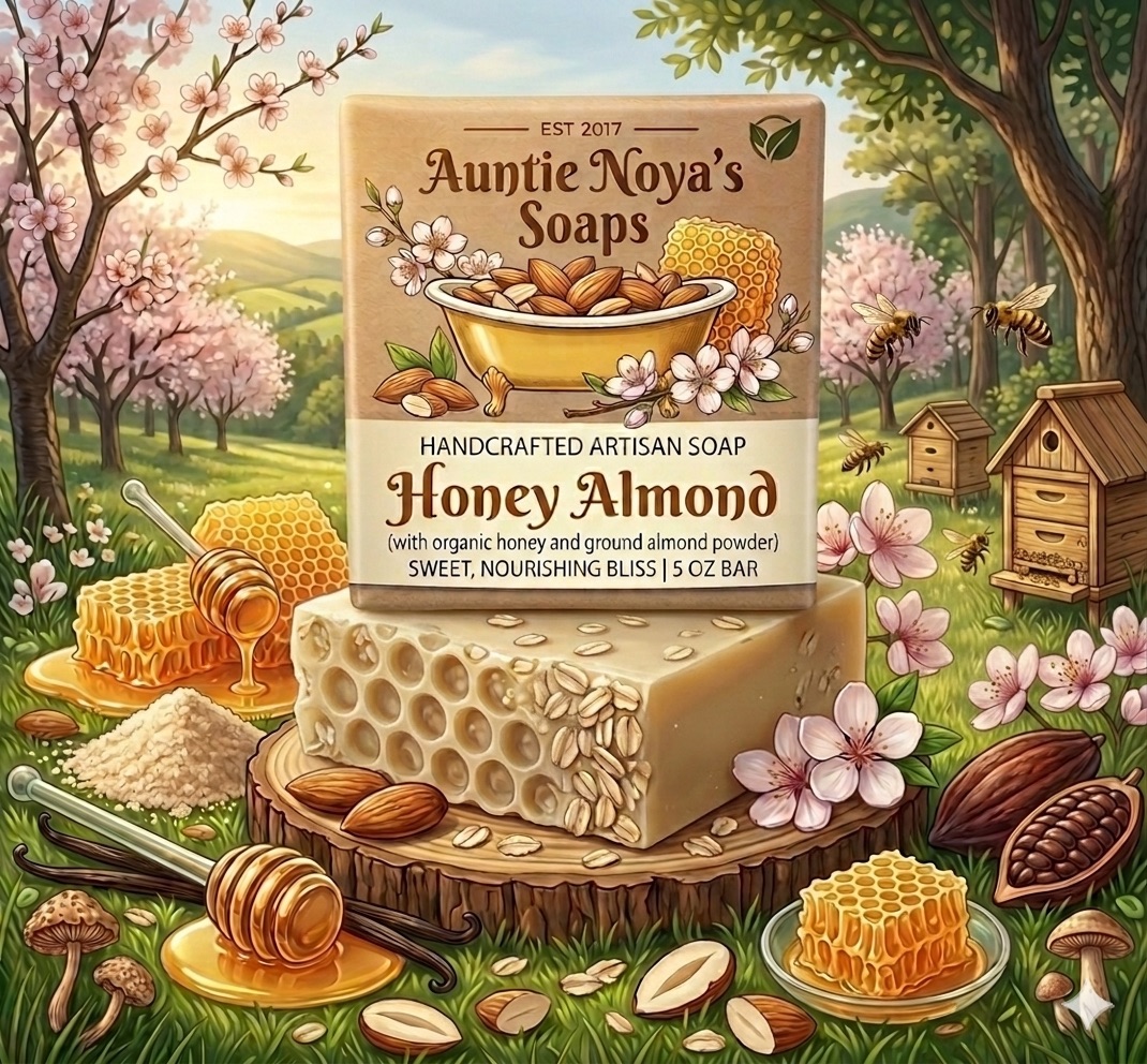 Honey Almond soap AI product photo